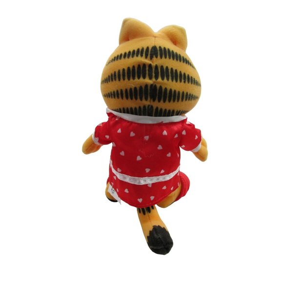 Garfield Small Plush Valentine Red Satin Heart Print Robe Matching Slippers 7in - Picture 2 of 16